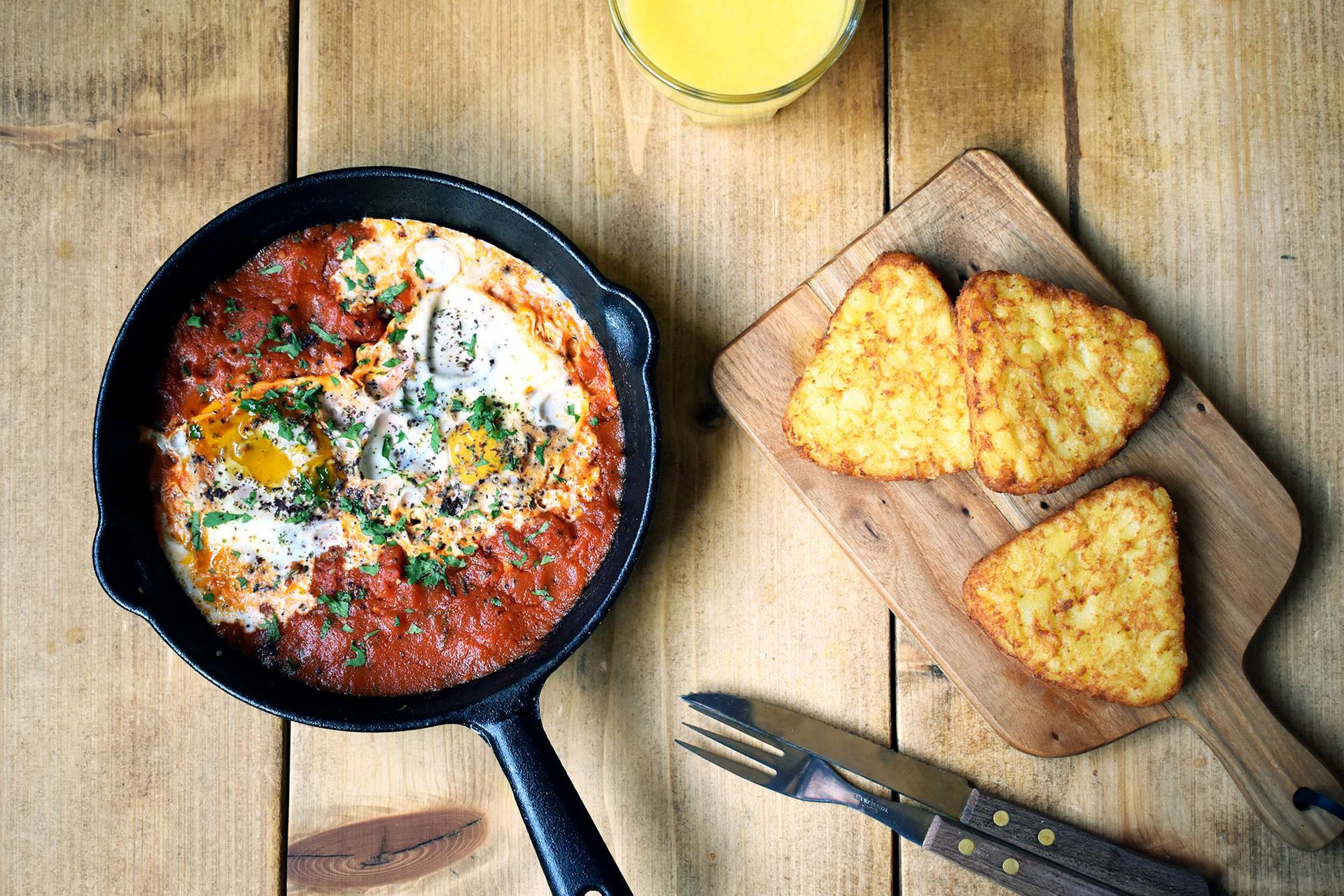 Shakshuka with Hash Browns